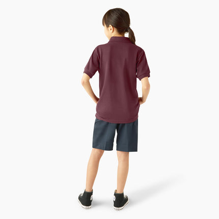 Dickies Boys' Short Sleeve Pique Polo, Burgundy, XX-Small 4