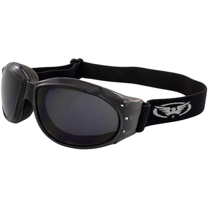 Global Vision Eliminator Dirt Bike Padded Motorcycle Riding Goggles for Men and Women (Black Frame/Smoke Lens) (Black Frame/Dark Smoke Lens)