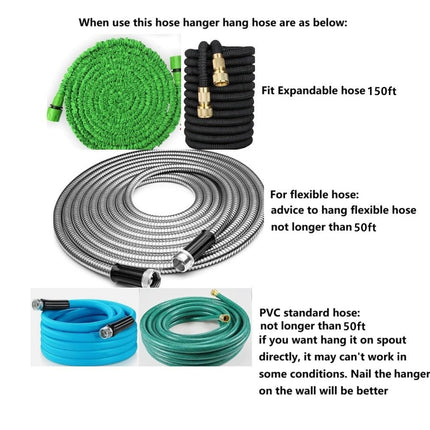 Garden Hose Hanger Wall Mount Heavy Duty Metal Hose Holder Hook for 150ft Hose (Large, Black)