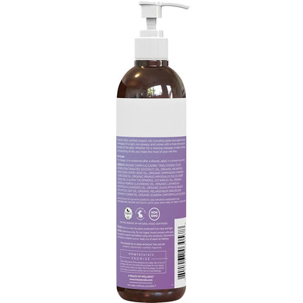 Organic Massage Oil with Lavender Scent (8 fl. oz.) - Non-Greasy Lavender Body Oil with Mess-Free Pump, Perfect for Sleep and Relaxation, Certified Organic and Non-GMO, 237 mL