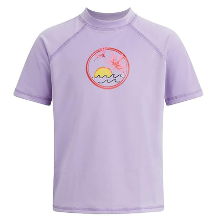 Kanu Surf Girls' Karlie UPF 50+ Sun Protective Rashguard Swim Shirt, Cool Breeze Lavender, 12