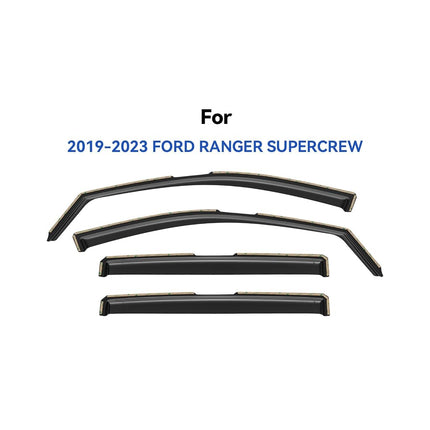in-Channel Window Visors Rain Guards for 2019-2023 Ford Ranger Crew Cab