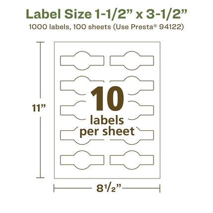 Avery EcoFriendly Matte White Recycled Cigar Labels, 1.5" x 3.5", Print-to-The-Edge, Matte White Labels, Permanent Label Adhesive, Laser/Inkjet, 1,000 Printable Labels