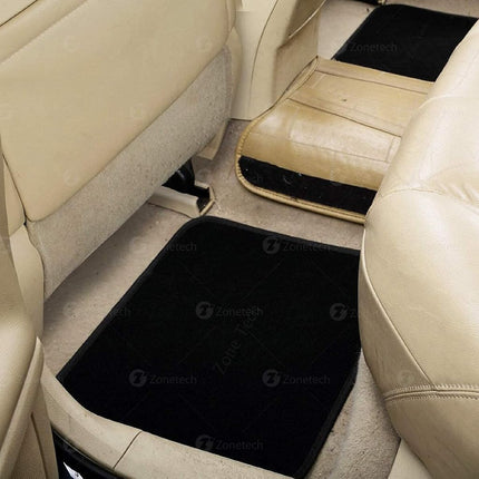 Alfombrillas ZONETECH para coche de alfombra para todo tipo de clima - Juego de 4 alfombrillas de alfombra negras para coche más almohadilla de vinilo para el talón