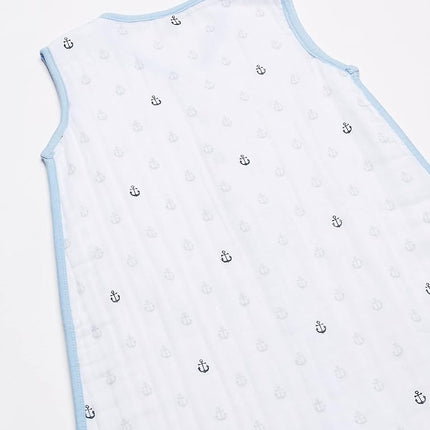 Hudson Baby Unisex Baby Muslin Cotton Sleeveless Wearable Sleeping Bag, Sack, Blanket, Anchor, 0-6 Months