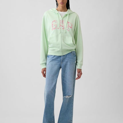 GAP Women's Logo Hoodie Hooded Full Zip Sweatshirt, Pod Green, XXS