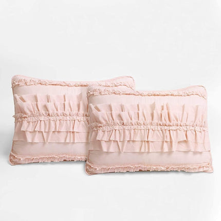 Lush Decor 2 Piece Ruffled Quilt Bedding Set, Cotton, Pink Blush, Twin