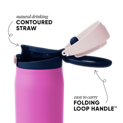 Simple Modern Mesa Loop Water Bottle with Straw | 30oz Cup Holder Friendly Insulated Stainless Steel Bottles for Travel, Sports and School | Fuscia Mix