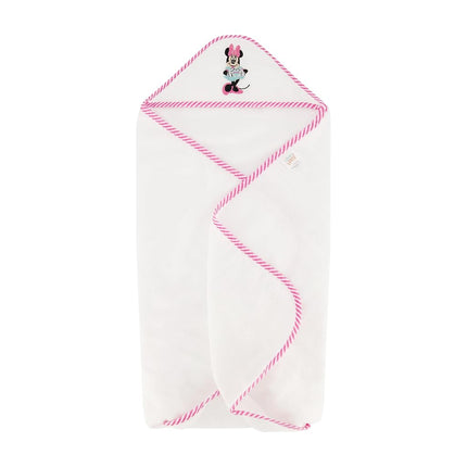 Disney Cudlie Baby Girl Minnie Mouse 2 Pack Rolled/Carded Hooded Towels in Happy Dots Print