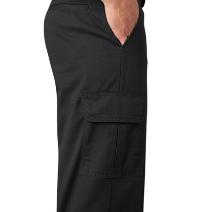 Dickies Men's Relaxed Fit Straight Leg Cargo Work Pant, Black, 38x30