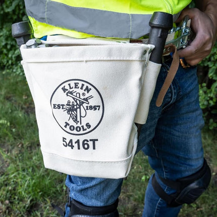 Canvas Bolt Bag, Small Bag for Bolt Storage with Bull Pin Loops, Belt Tunnel Loop Connection, Klein Tools 5416T