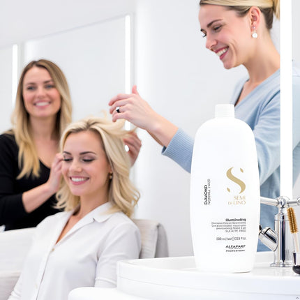 Alfaparf Milano Semi di Lino Diamond Illuminating Low Shampoo - Sulfate-Free - Vitamin-Rich for Gloss and Softness - Revitalizing Complex - 33.8 oz