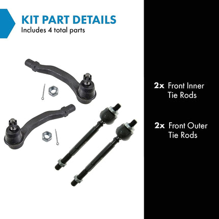 TRQ Front Tie Rod Set Compatible with 1997-2001 Honda CR-V