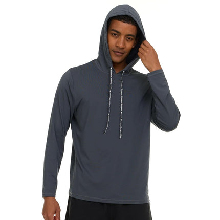Champion Men's Sun Hoodie, Long Sleeve UPF 50+ Rash Guard Fishing Sun Shirt, Dark Grey, X-Large