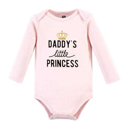 Pañaleros Hudson Baby de algodón de manga larga unisex para bebé, paquete de 3 "La princesita de papá", 12-18 meses, paquete de 3 "La princesita de papá", 12-18 meses