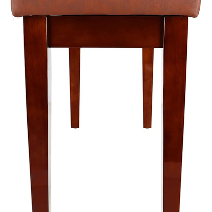 Rockville PB7 Brown Premium Piano Bench with Storage, Solid Thai Rubberwood, 2.5 Plush Foam Seat, Faux Leather, 450 lb Capacity, Perfect for Home, Studio & Stage