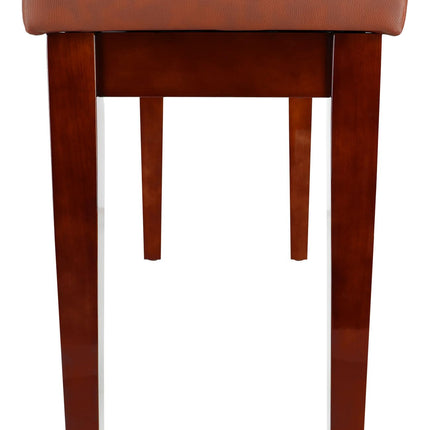 Rockville PB7 Brown Premium Piano Bench with Storage, Solid Thai Rubberwood, 2.5 Plush Foam Seat, Faux Leather, 450 lb Capacity, Perfect for Home, Studio & Stage