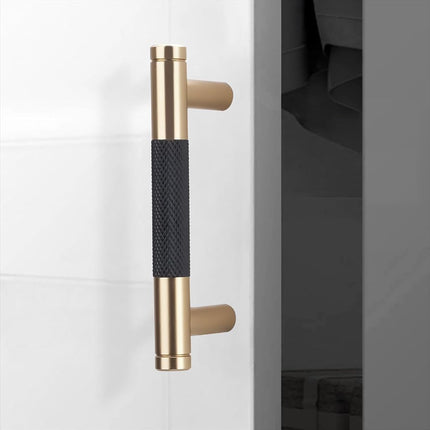 POVEFONK 10 Pack 3 inch(76mm) Black and Champagne Copper Kitchen Cabinet Handles Knurled Cabinet Pulls Black Drawer Pulls Kitchen Cabinet Hardware Kitchen Handles Drawer Pulls