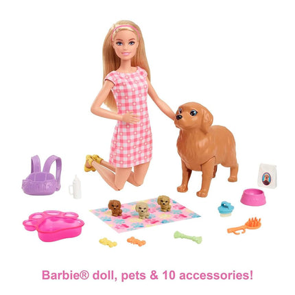 Barbie Doll & Pets Set featuring Mommy Dog and Puppies