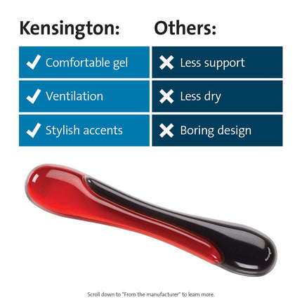 Kensington 62398 Gel Series, Wrist Rest for Keyboards- Red, Black, 18.9 inch x 3.5 inch