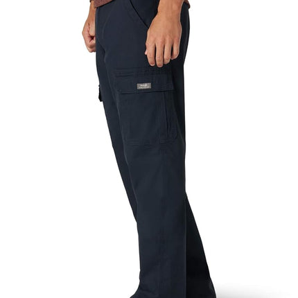 Wrangler Authentics Men's Relaxed Fit Stretch Cargo Pant Casual, Navy, 40W x 29L