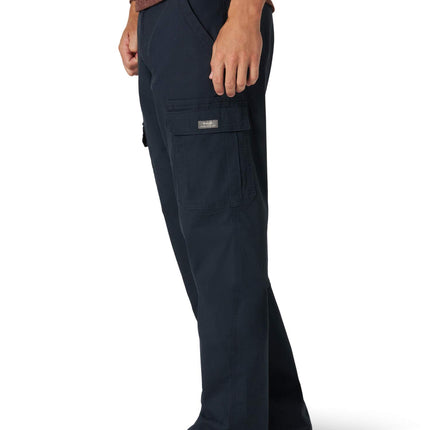 Wrangler Authentics Men's Relaxed Fit Stretch Cargo Pant Casual, Navy, 34W x 30L