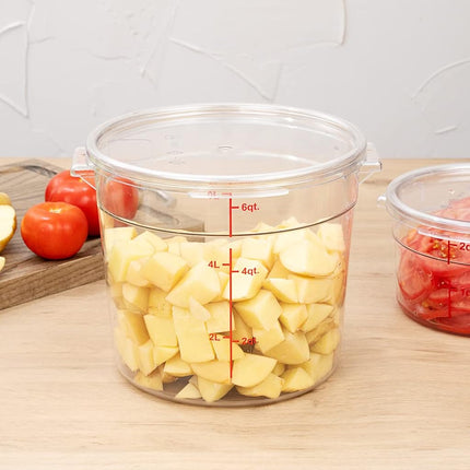 Restaurantware LID ONLY: Met Lux Lid for 6 and 8 Quart Food Storage Containers, 1 Round Lids for Storage Containers - Airtight Seal, Clear Plastic Lid for Food Prep, Containers Sold Separately