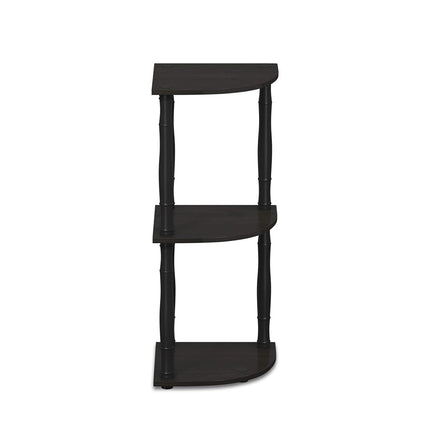 Furinno TURN-N-TUBE Corner Shelf, 3-Tier Corner Bookshelf, Display Storage Shelves with Open Shelves, Classic Tubes, for Organization and Storage, Living Room, Home Office, Espresso