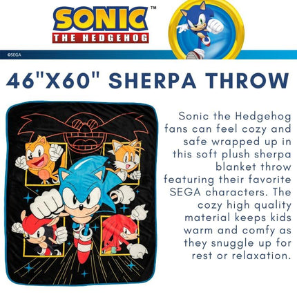 Franco Sonic The Hedgehog Kids Soft Plush Sherpa Duvet Cover Set, 50" x 60" (Officially Licensed)