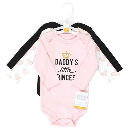 Pañaleros Hudson Baby de algodón de manga larga unisex para bebé, paquete de 3 "La princesita de papá", 12-18 meses, paquete de 3 "La princesita de papá", 12-18 meses