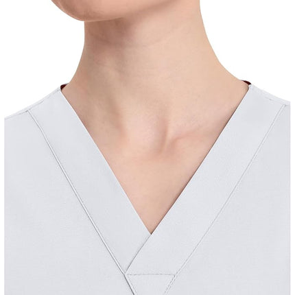 Dickies Women's EDS Signature Scrubs 86706 Missy Fit V-Neck Top Medical Shirt, White, L