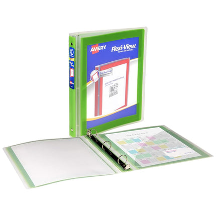 Avery Flexi-View 3 Ring Binder, 1 Inch Round Rings, 1 Chartreuse Green Binder (17608)