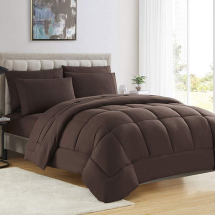 Sweet Home Collection Down Alternative Comforter All Season Warmth Luxurious Plush Loft Microfiber Fill Duvet Insert Bedding, Twin, Brown