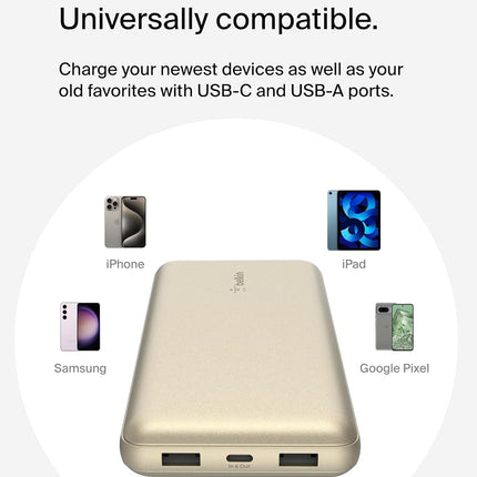 Belkin BoostCharge Power Bank 20K 15W Three Port Portable Charger Silver