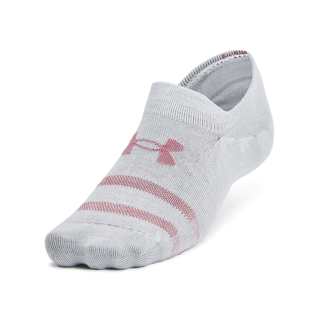 Under Armour Unisex's Essential Ultra Low Tab Socks 6 Pack, (015) Halo Gray/Halo Gray/Pink Elixir, XL (Pack of 12)