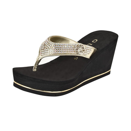 GUESS Women's Sarraly Flip Flops, Gold 771, 37.5 E