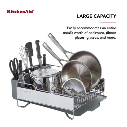 KitchenAid KNS896BXGRA Escurridor de platos de tamaño completo, acero inoxidable, gris claro