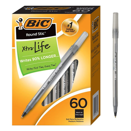 BIC Round Stic Xtra Life Ballpoint Pens (GSM609-BL