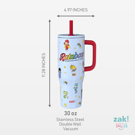 Zak Designs Harry Potter Sutton Travel Tumbler for On The Go, 30oz Stainless Steel with Vacuum Insulation, Silicone Straw, and Carry Handle for Cold Drinks (Hogwarts)