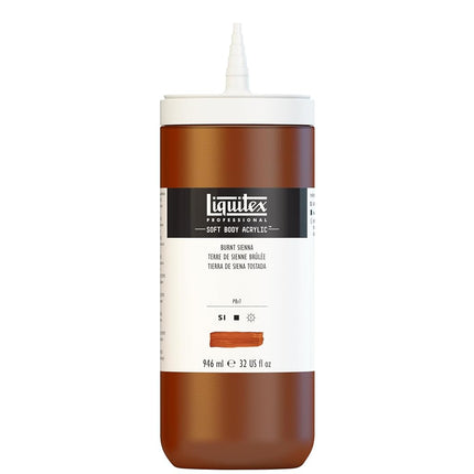 Pintura Acrílica Profesional de Cuerpo Blando Liquitex, botella de 946 ml, Tierra de Siena Tostada