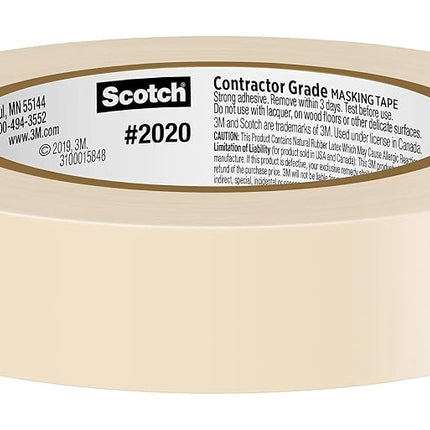 Scotch Contractor Grade Masking Tape, Tan, Tape for General Use, Multi-Surface Adhesive Tape, 0.94 Inches x 60.1 Yards, 9 Rolls