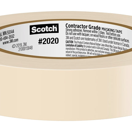 Cinta de enmascarar Scotch de grado contratista, color canela, cinta para uso general, cinta adhesiva multiusos, 2,38 cm x 54,93 m, 9 rollos