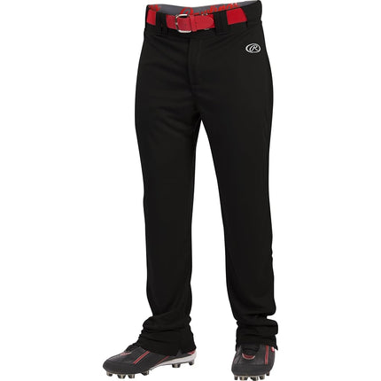 Rawlings Men's Launch Series Baseball Pants | Full Length Semi-Relaxed Fit | Adult Sizes | Solid | Multiple Options, Black, Small