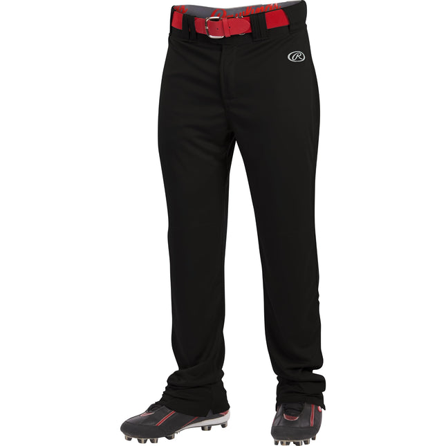 Rawlings Men's Launch Series Baseball Pants | Full Length Semi-Relaxed Fit | Adult Sizes | Solid | Multiple Options, Black, Small