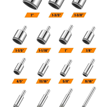 Diamond Drill bits, 15 PCS Diamond Hole Saw Drill Bit Set for Tile Pot, Glass Drill bits for Ceramic Bottles Porcelain Marble Granite Stone