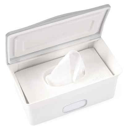 Dispensador de toallitas de bebé Ubbi, estuche para toallitas de bebé, soporte para toallitas de bebé con placa ponderada, mantiene las toallitas frescas y tiene patas de goma antideslizantes, gris