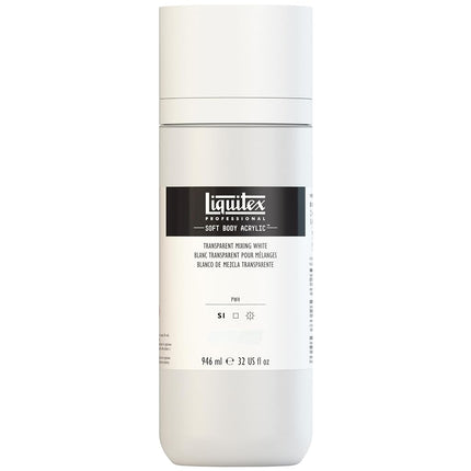 Peinture Acrylique Fluide Professionnelle Liquitex, flacon de 946 ml, Blanc de Mélange Transparent