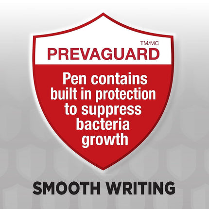 Bolígrafos BIC PrevaGuard Clic Stic con aditivo antimicrobiano, punta mediana, 1.0 mm, cuerpo azul, tinta azul, paquete de 12 bolígrafos