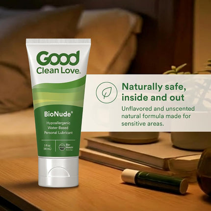 Good Clean Love BioNude Ultra Sensitive Personal Lubricant, Water-Based & Hypoallergenic Lube, Safe for Sex Toys & Condoms, Sexual Wellness Gel for Men & Women, 3 Oz