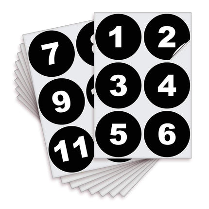 Black Vinyl Consecutive Number Stickers - 1 to 50,